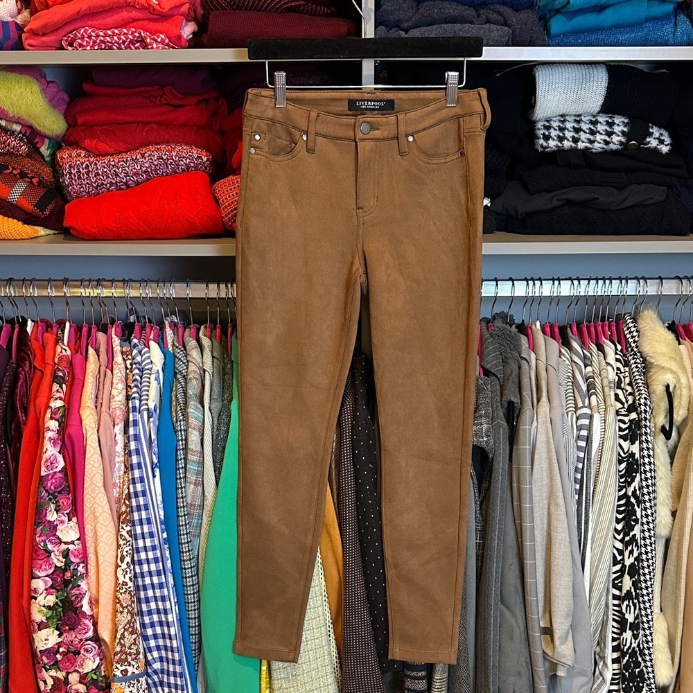 Liverpool brown faux suede skinny leg pants size 27